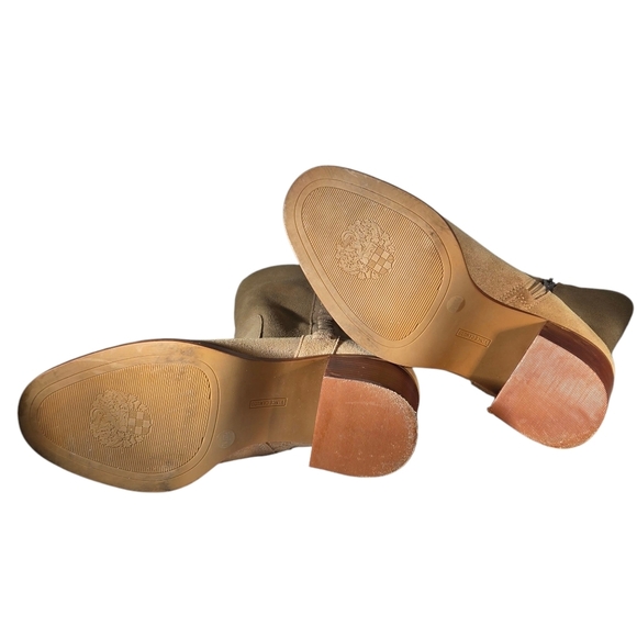 Vince Camuto Mid-Shaft Suede Chunky Heel Boots Women Size 7W Zelcinna Tortilla - Picture 3 of 16